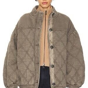 Free People Olive Quilted Puffer Jacket